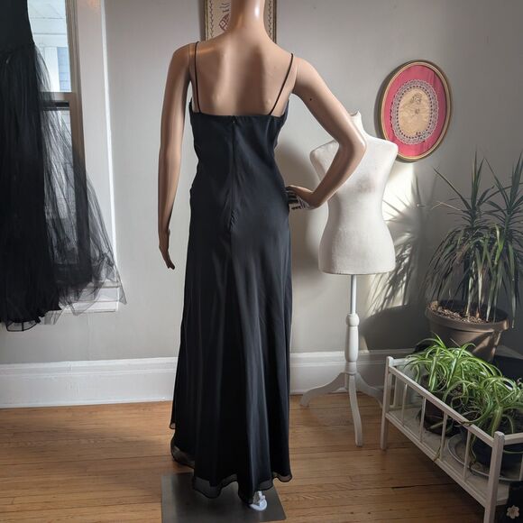 Vintage 90s Cache Prom Gown Beaded Black Cowl Siren Whimsygoth Formal Size 9 - Picture 14 of 14
